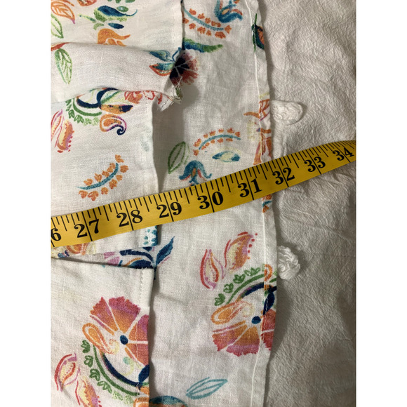 J Jill Love 100% Linen Size Med Sleeveless Floral Button Up Tunic Blouse Shirt - Picture 5 of 7
